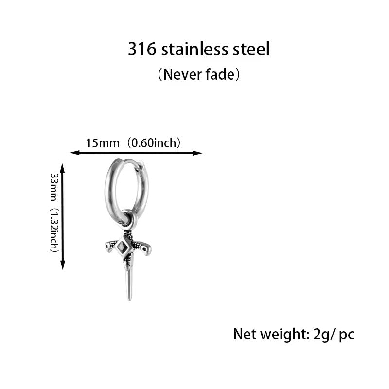 Gothic Blade Hoop Earrings