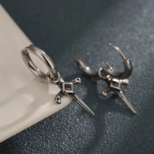 Gothic Blade Hoop Earrings