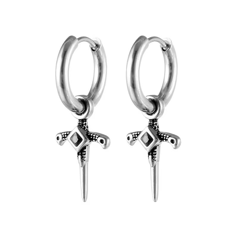 Gothic Blade Hoop Earrings