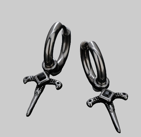 Gothic Blade Hoop Earrings